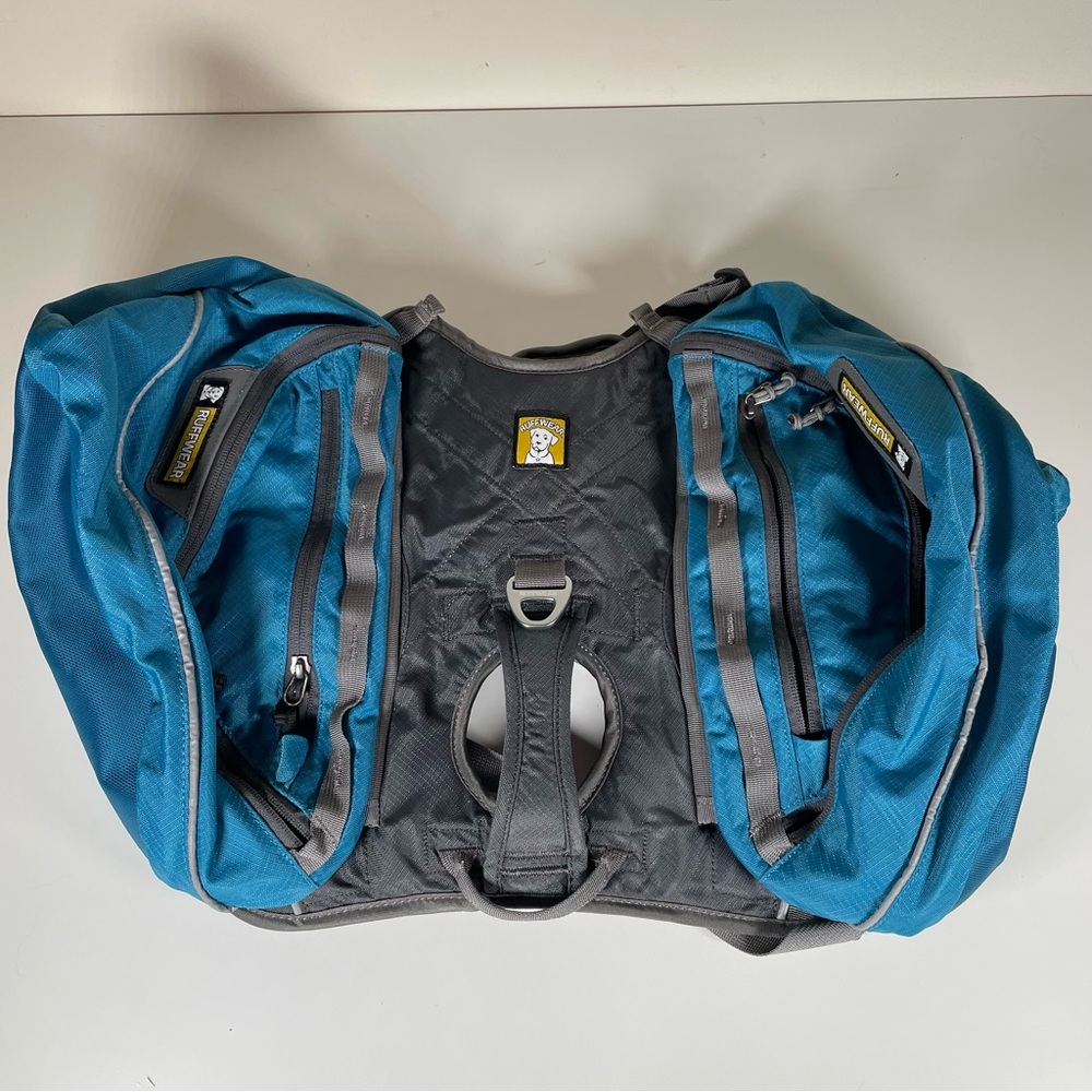 RUFFWEAR Dog Pack Gray/Blue Size Medium Dog Backpack Harness Hiking Pack Harness